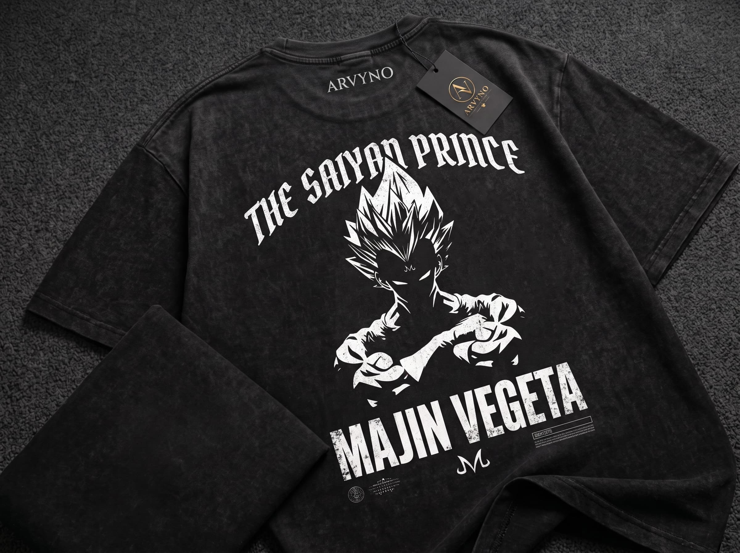 Acid Wash Drop Shoulder T-Shirt — Solid Black alternate view