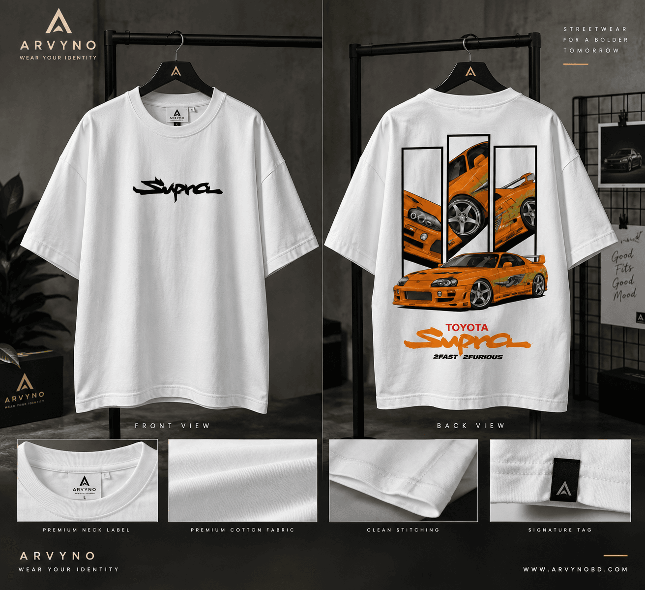 ARVYNO Premium Drop Shoulder T-Shirt — Toyota Supra Edition