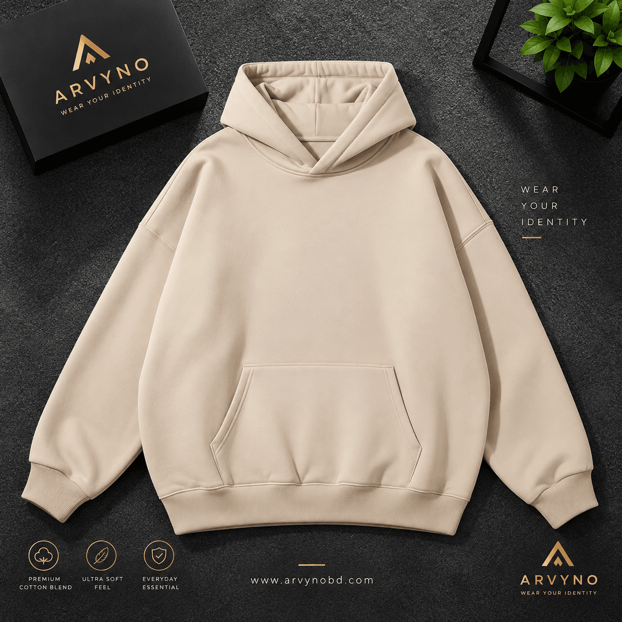 Regular Fit Hoodie — Cream