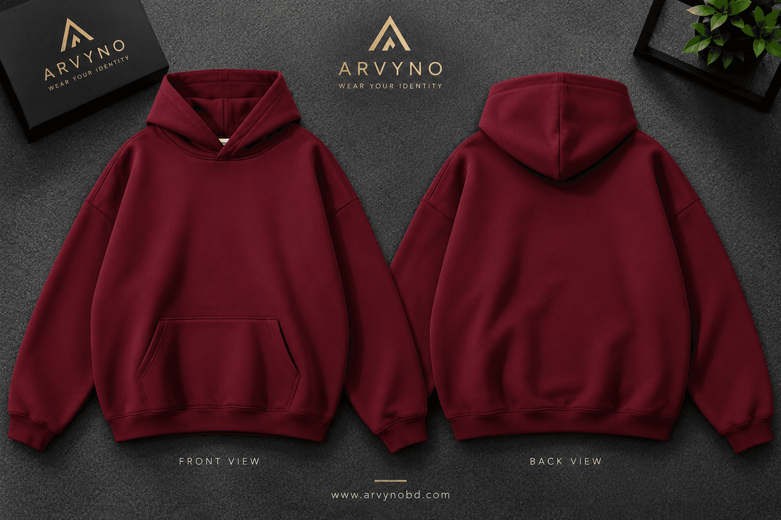Premium Drop Shoulder Hoodie — Vintage Maroon alternate view