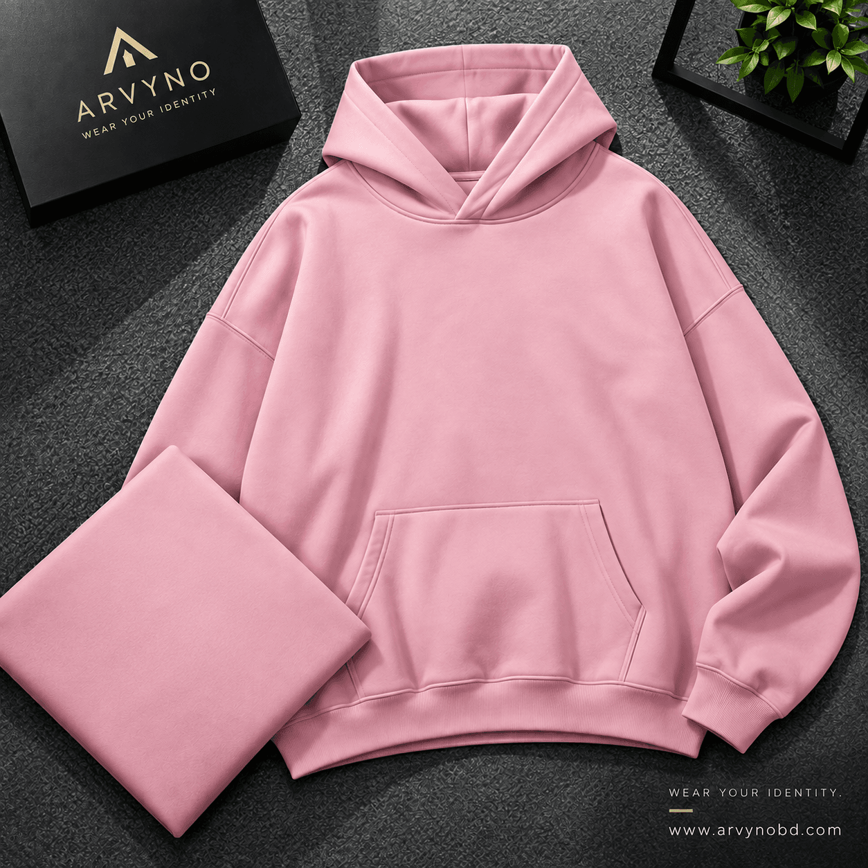 Premium Drop Shoulder Hoodie — Dusty Pink