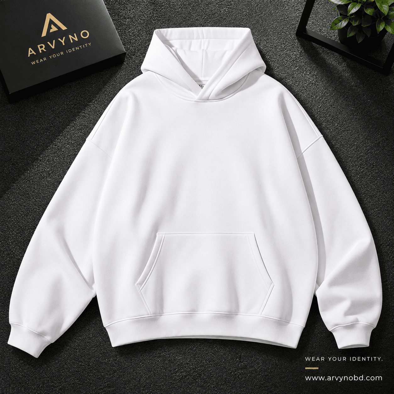 Premium Drop Shoulder Hoodie — Pure White
